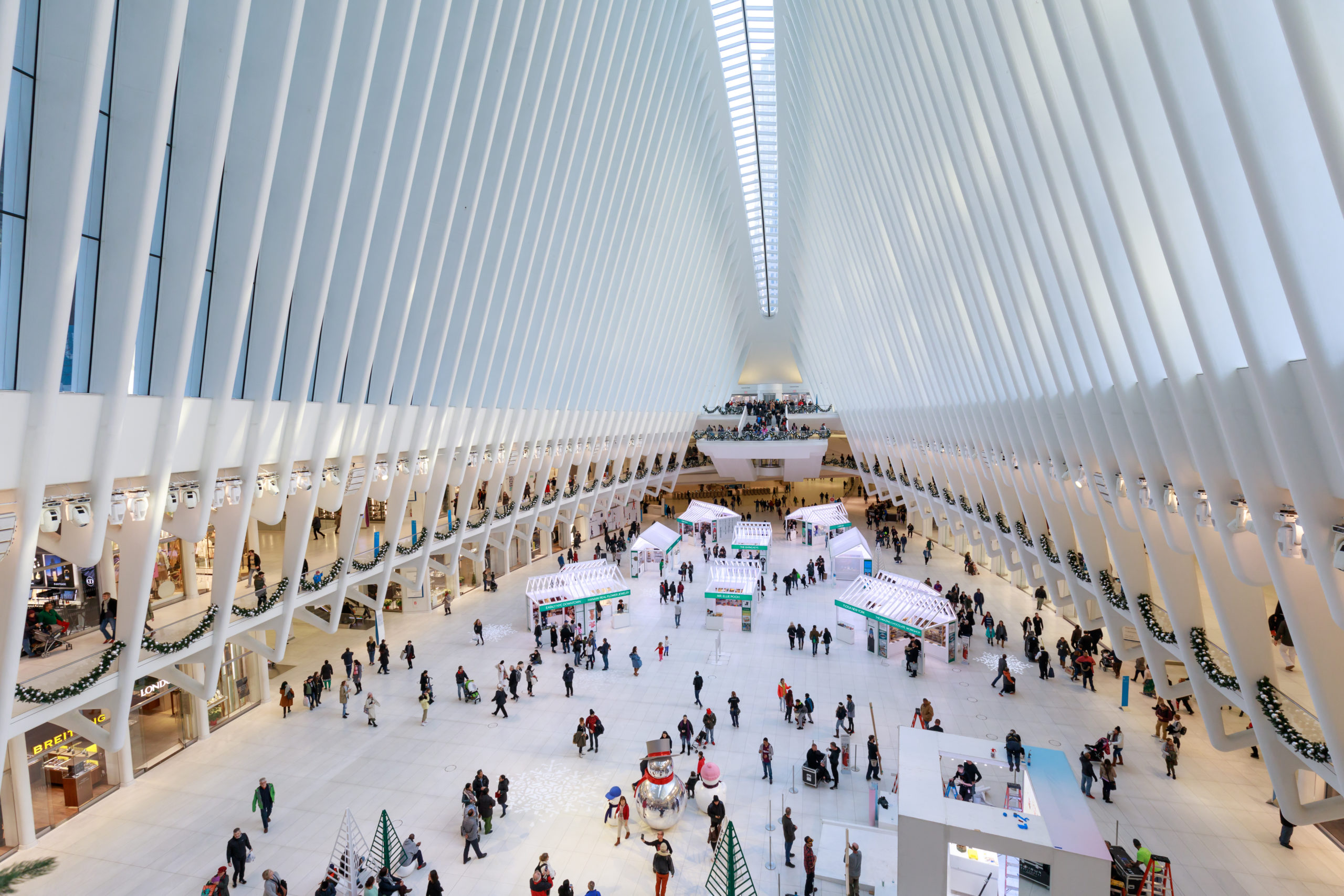 Remarkable NYC Architecture: The Oculus, Interior of the white World Trade Center station in Lower Manhattan
